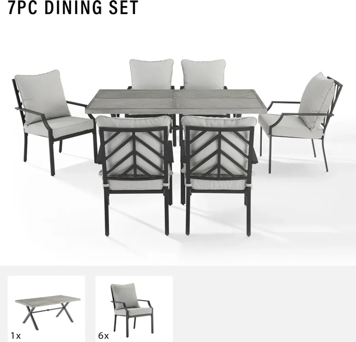 Boise Outdoor Dining Table and 6 Dining Chairs