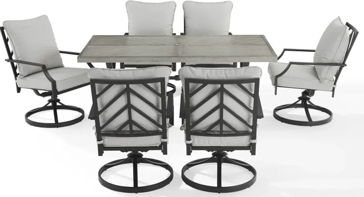 Boise Outdoor Dining Table and 6 Swivel Dining Chairs