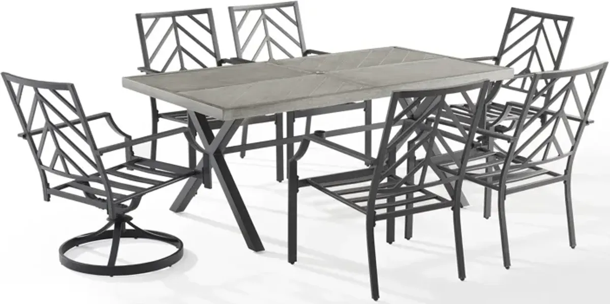 Boise Outdoor Dining Table, 4 Dining Chairs and 2 Swivel Dining Chairs