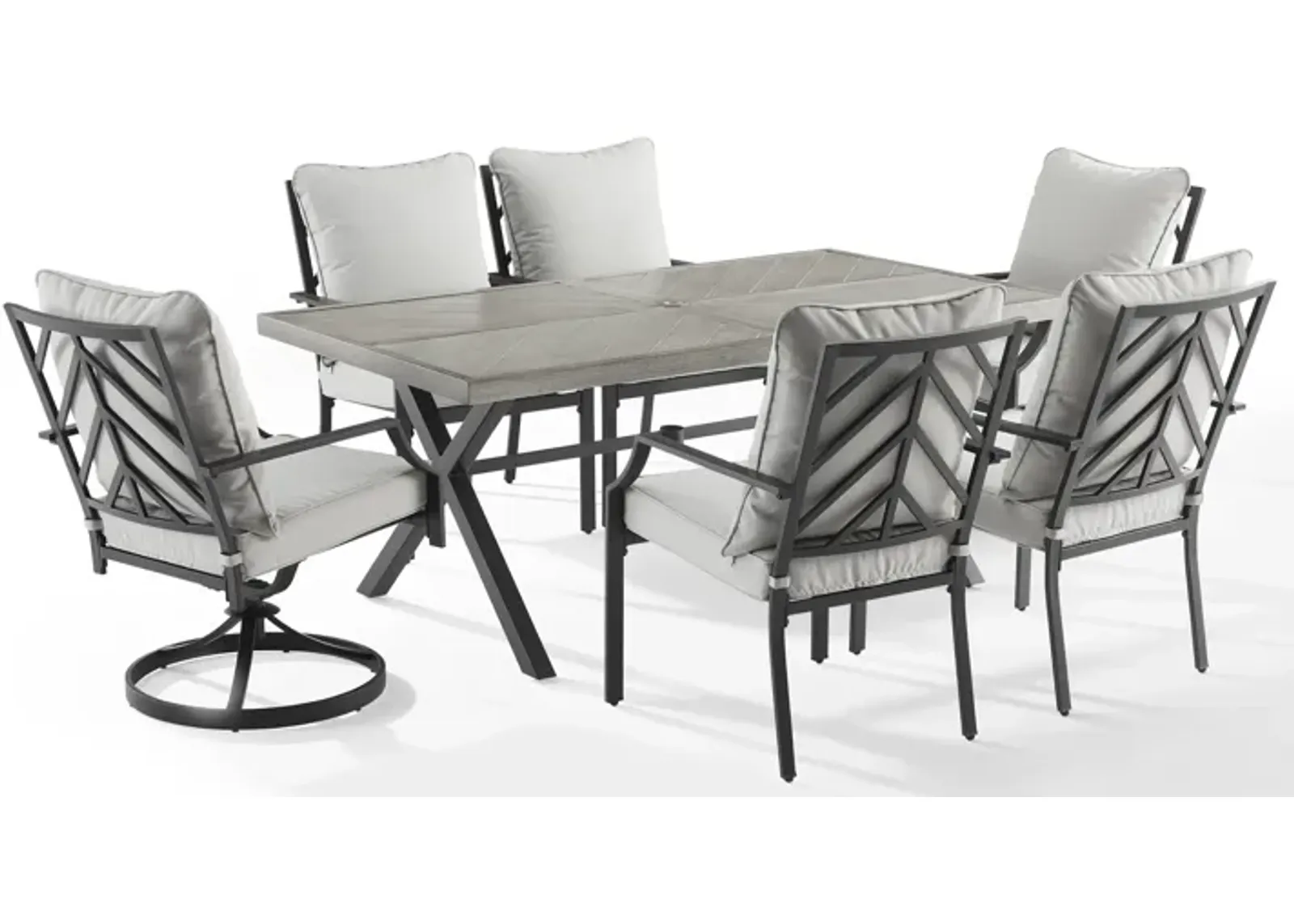 Boise Outdoor Dining Table, 4 Dining Chairs and 2 Swivel Dining Chairs