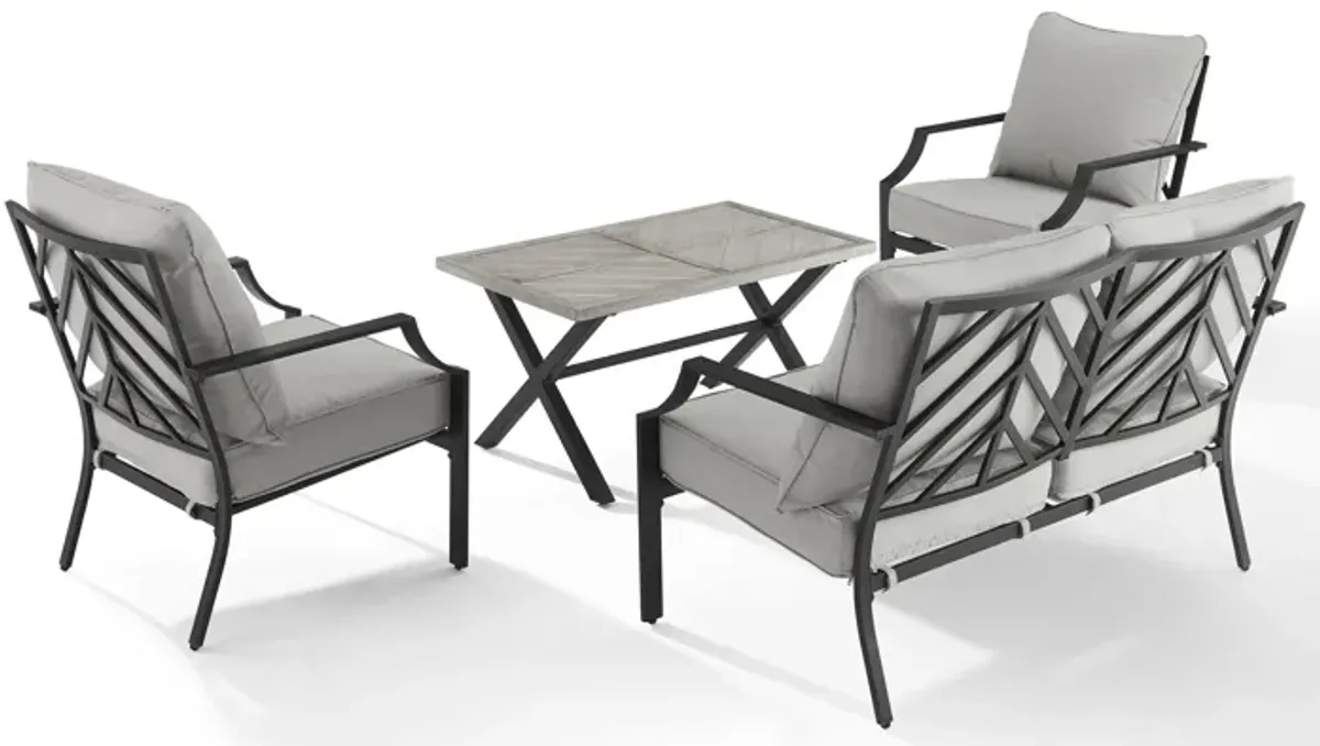 Boise Outdoor Loveseat, Set of 2 Lounge Chairs and Coffee Table