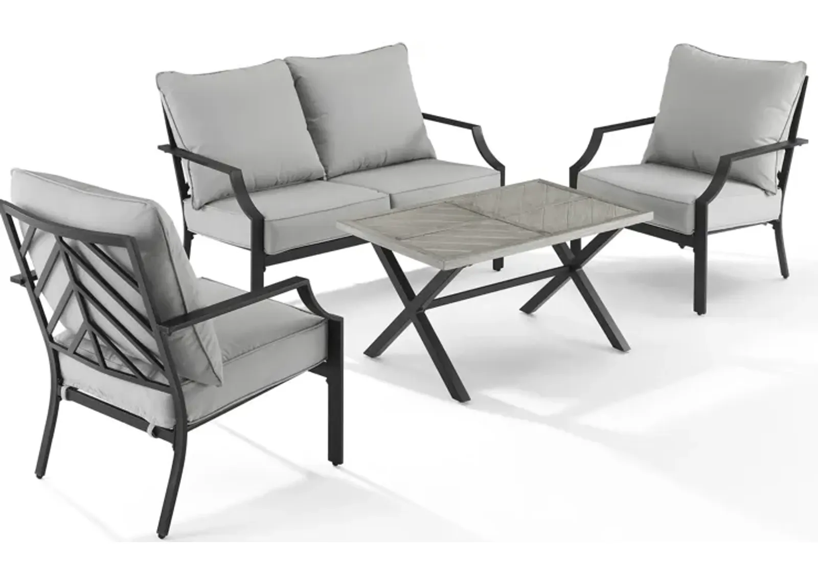 Boise Outdoor Loveseat, Set of 2 Lounge Chairs and Coffee Table