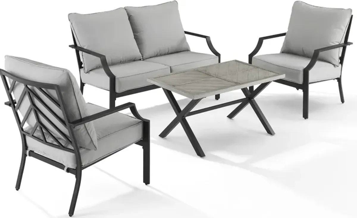 Boise Outdoor Loveseat, Set of 2 Lounge Chairs and Coffee Table