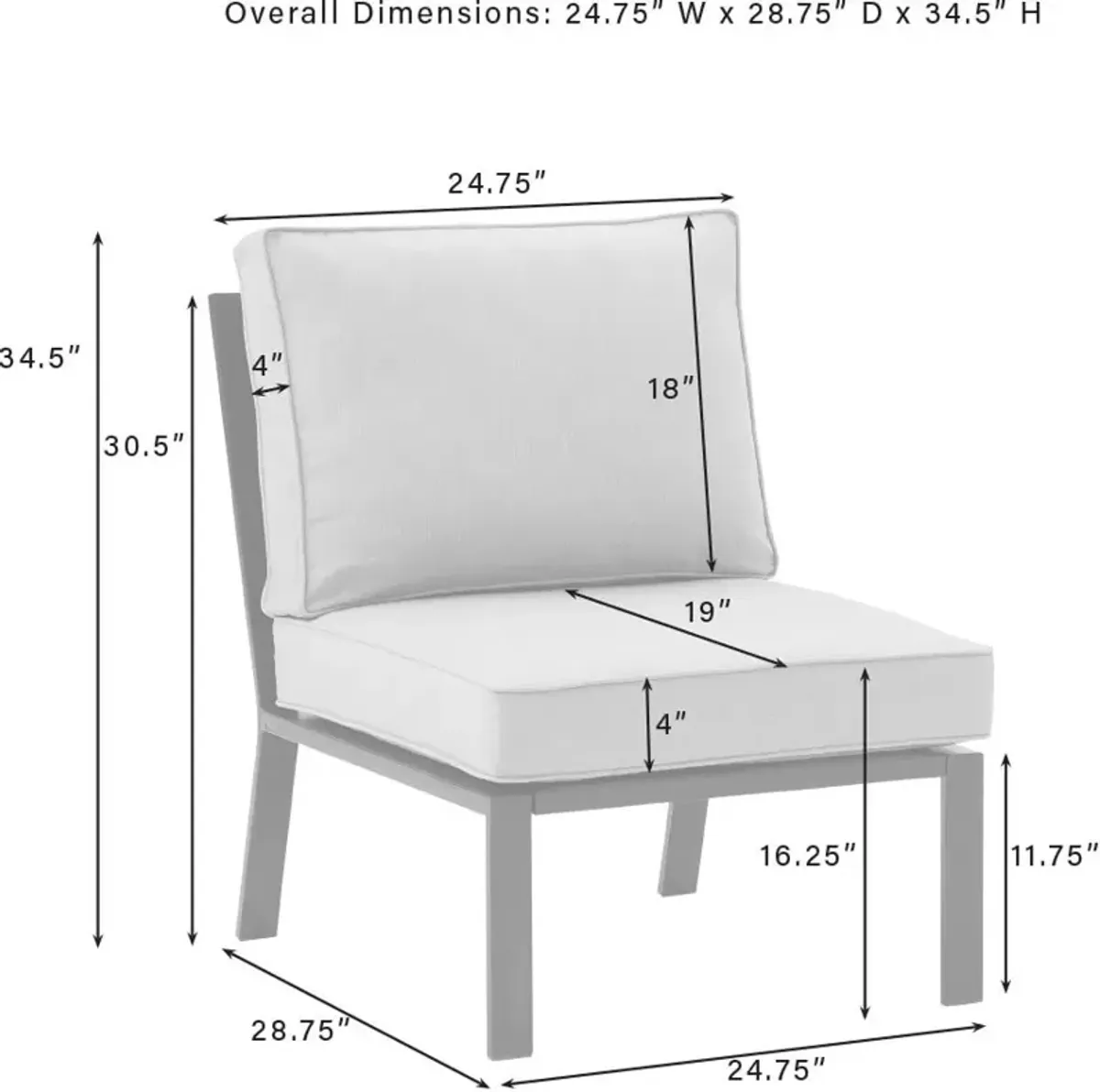 Sun Terrace Outdoor Armless Chair