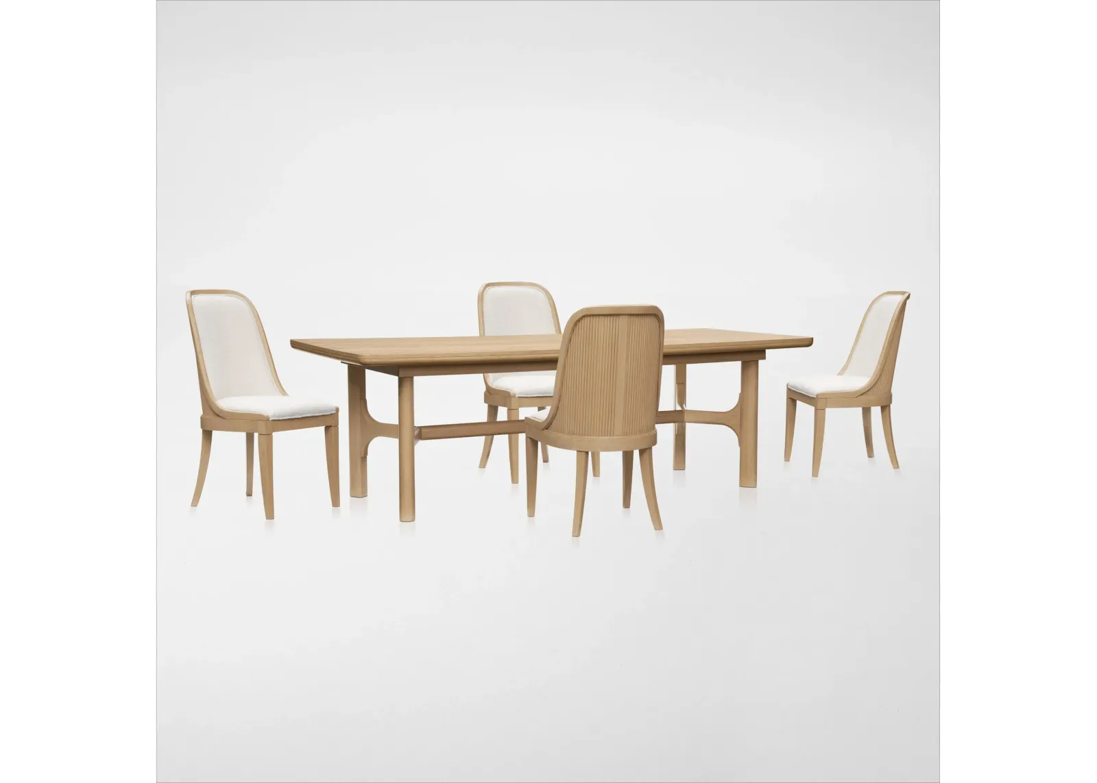 Santa Monica Rectangle Dining Table with 4 Upholstered Dining Chairs - Natural