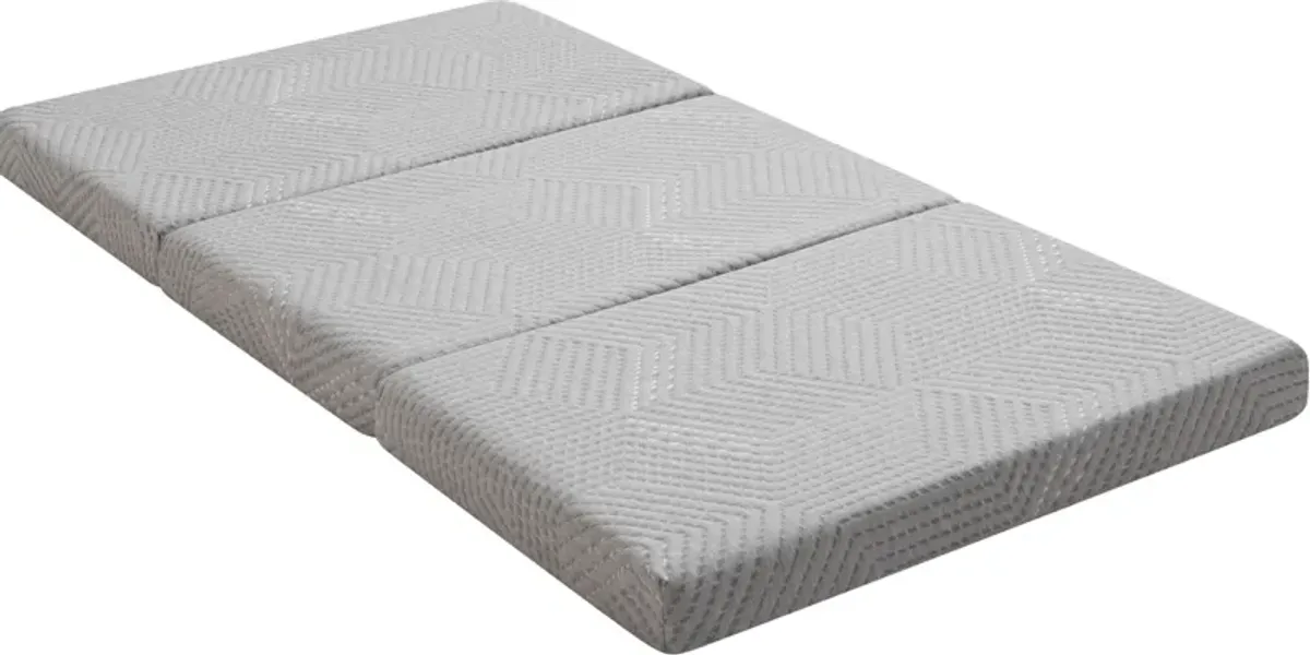 Tri-Fold Memory Foam 4" Twin  Mattress Topper - Gray