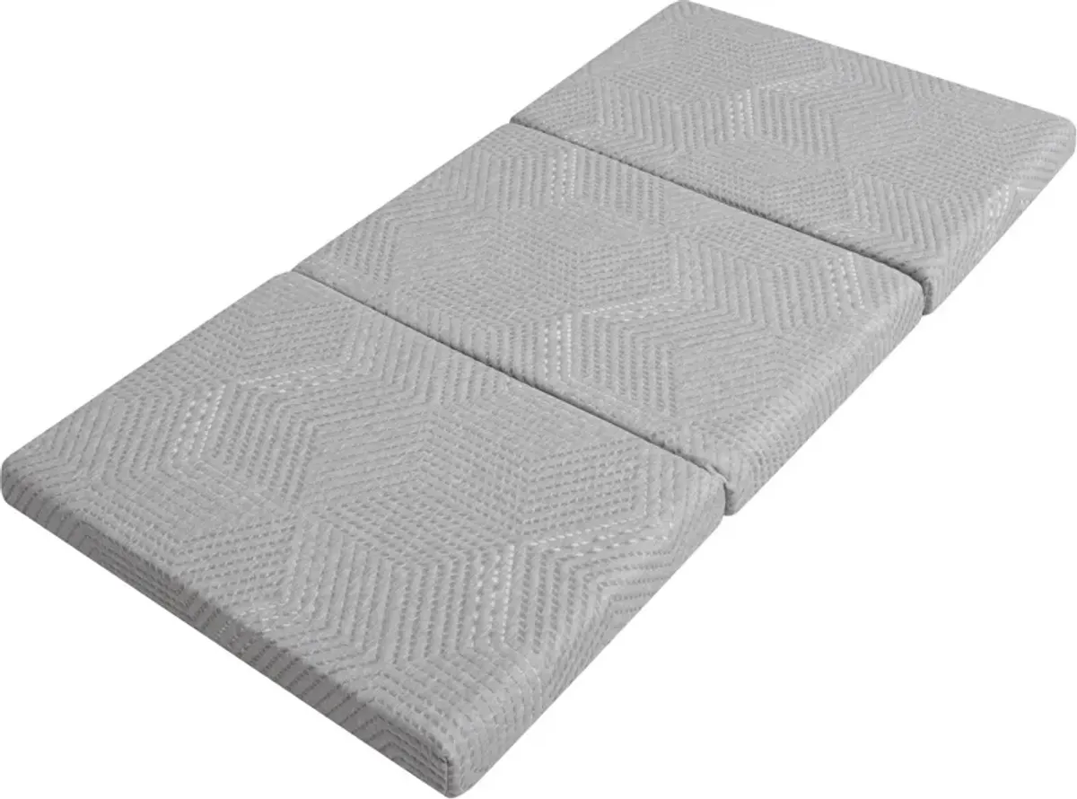 Tri-Fold Memory Foam 4" Full  Mattress Topper - Gray