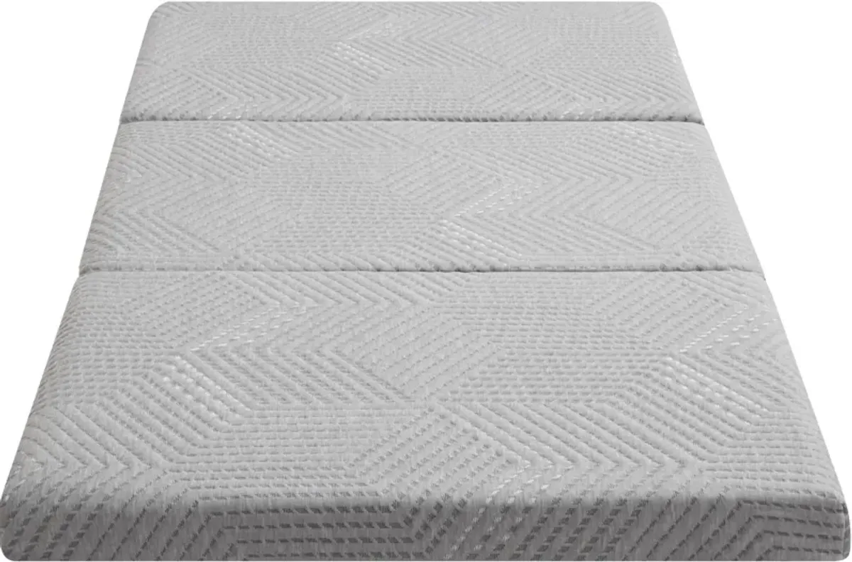 Tri-Fold Memory Foam 4" Full  Mattress Topper - Gray