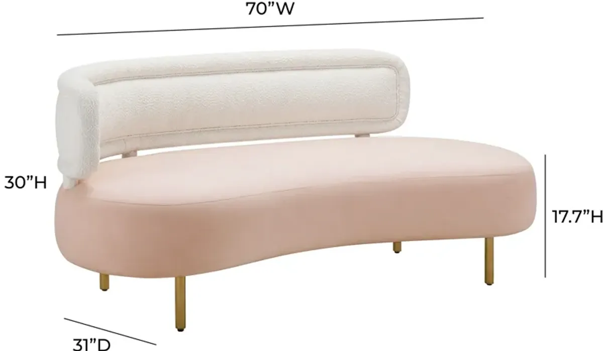 Leyla Sofa - Cream Boucle/Blush Velvet