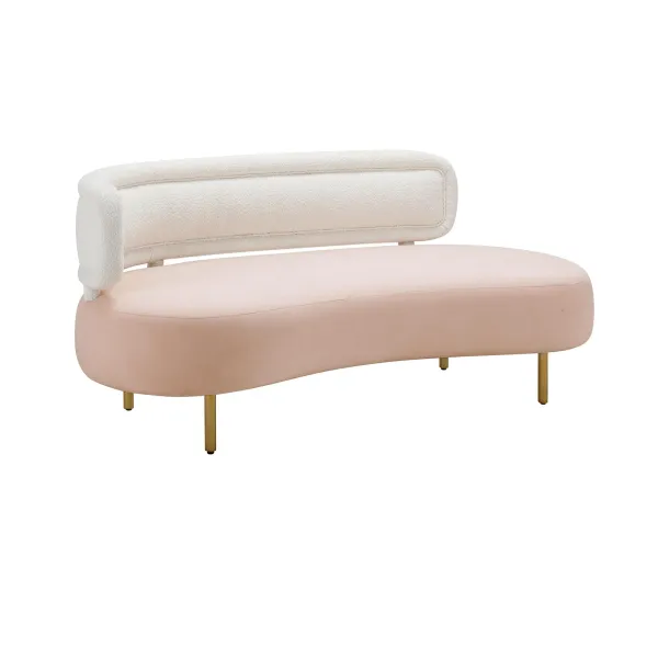 Leyla Sofa - Cream Boucle/Blush Velvet