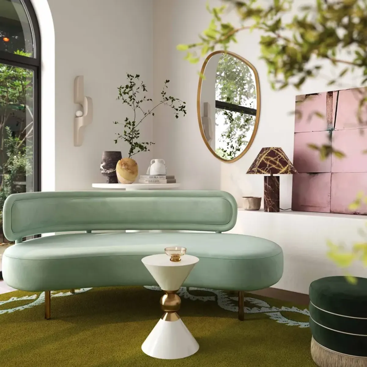 Leyla Sofa - Mint Green Velvet