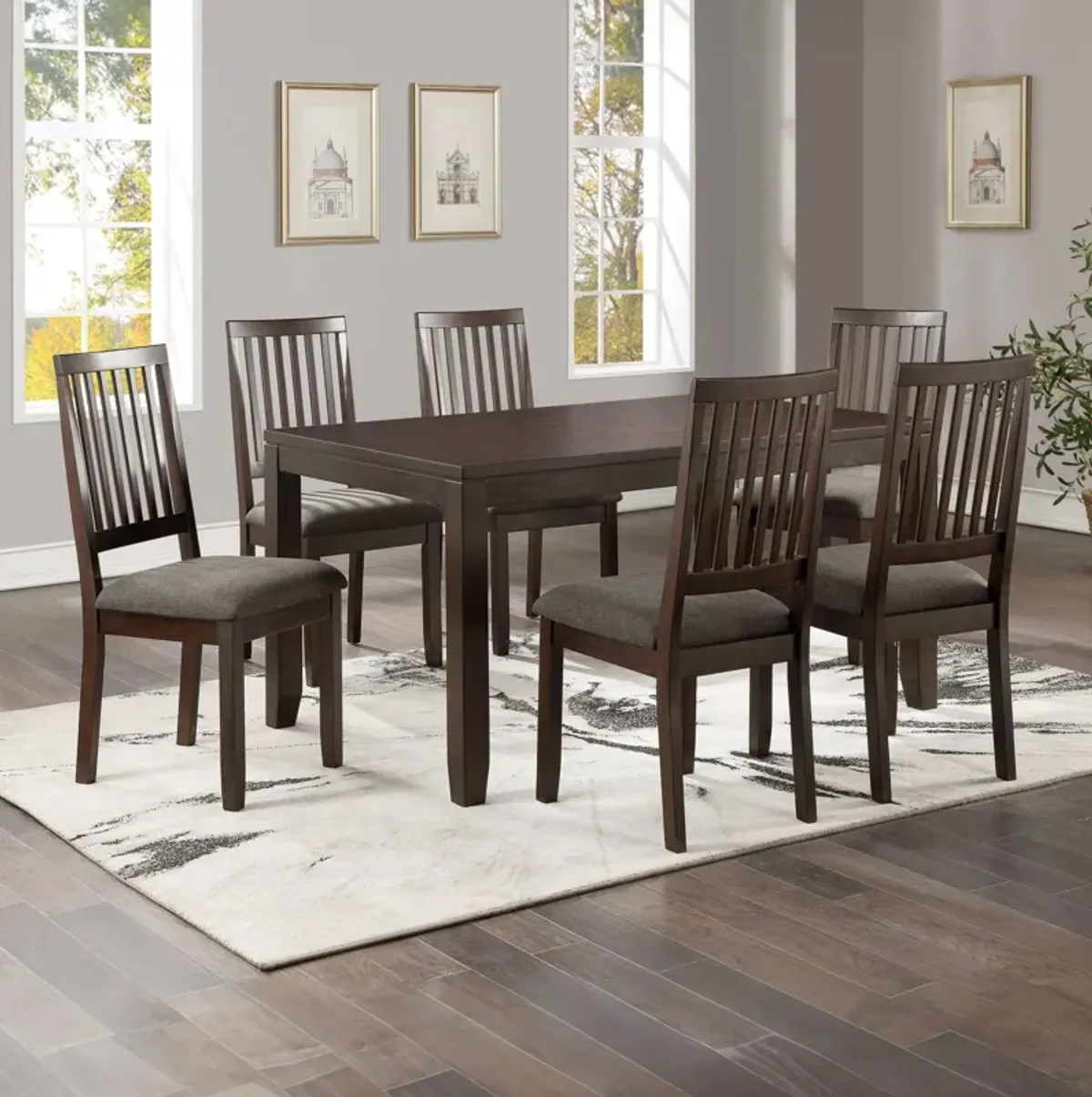 Leandra Dining Table and 6 Dining Chairs