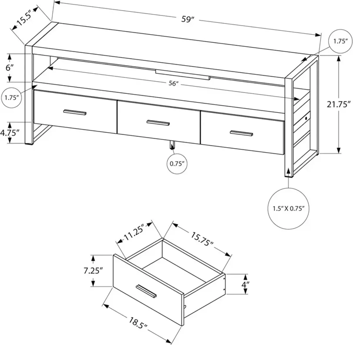 Teasley 60" TV Stand - Beige