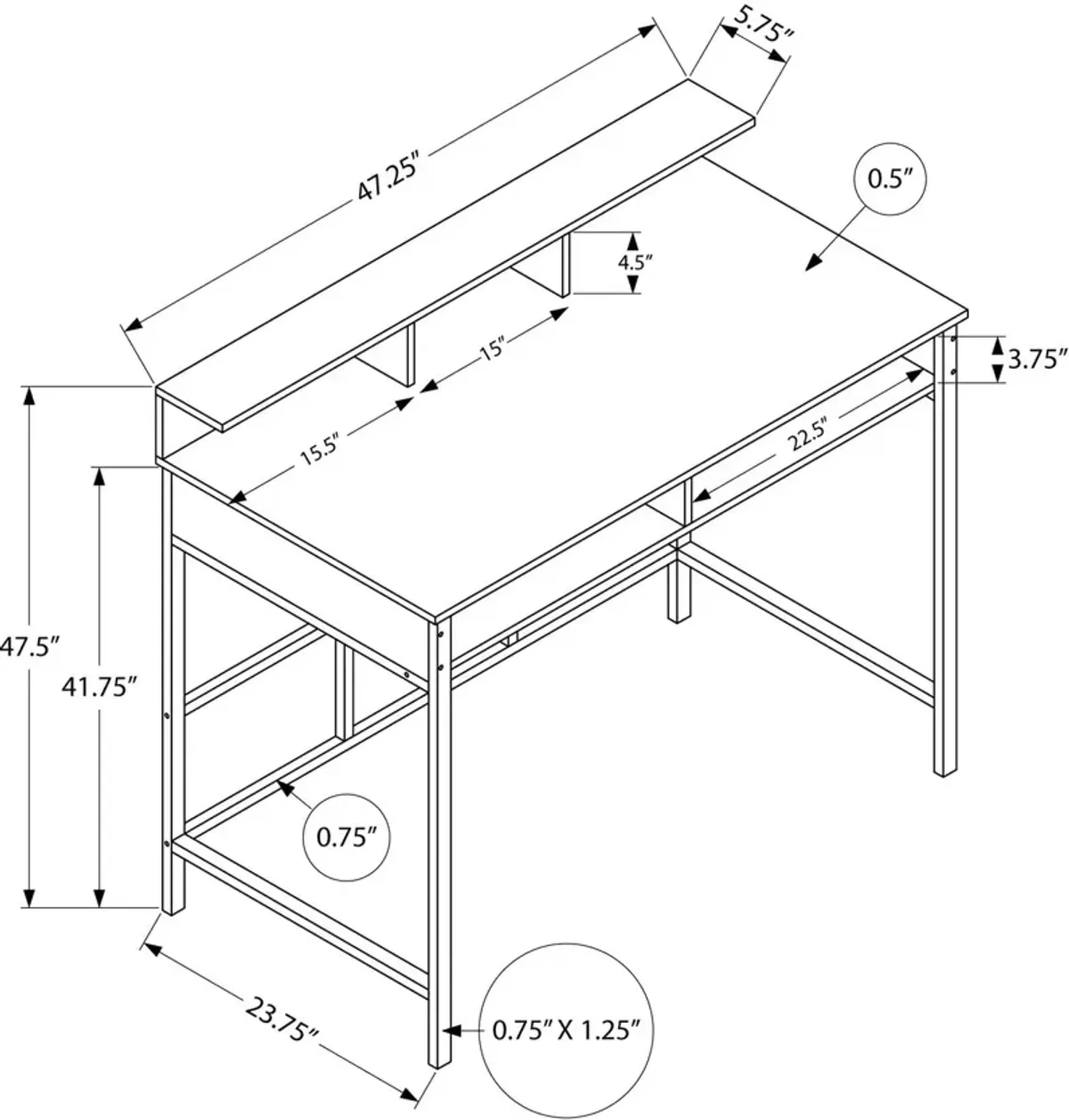 Julia Standing Desk - Brown