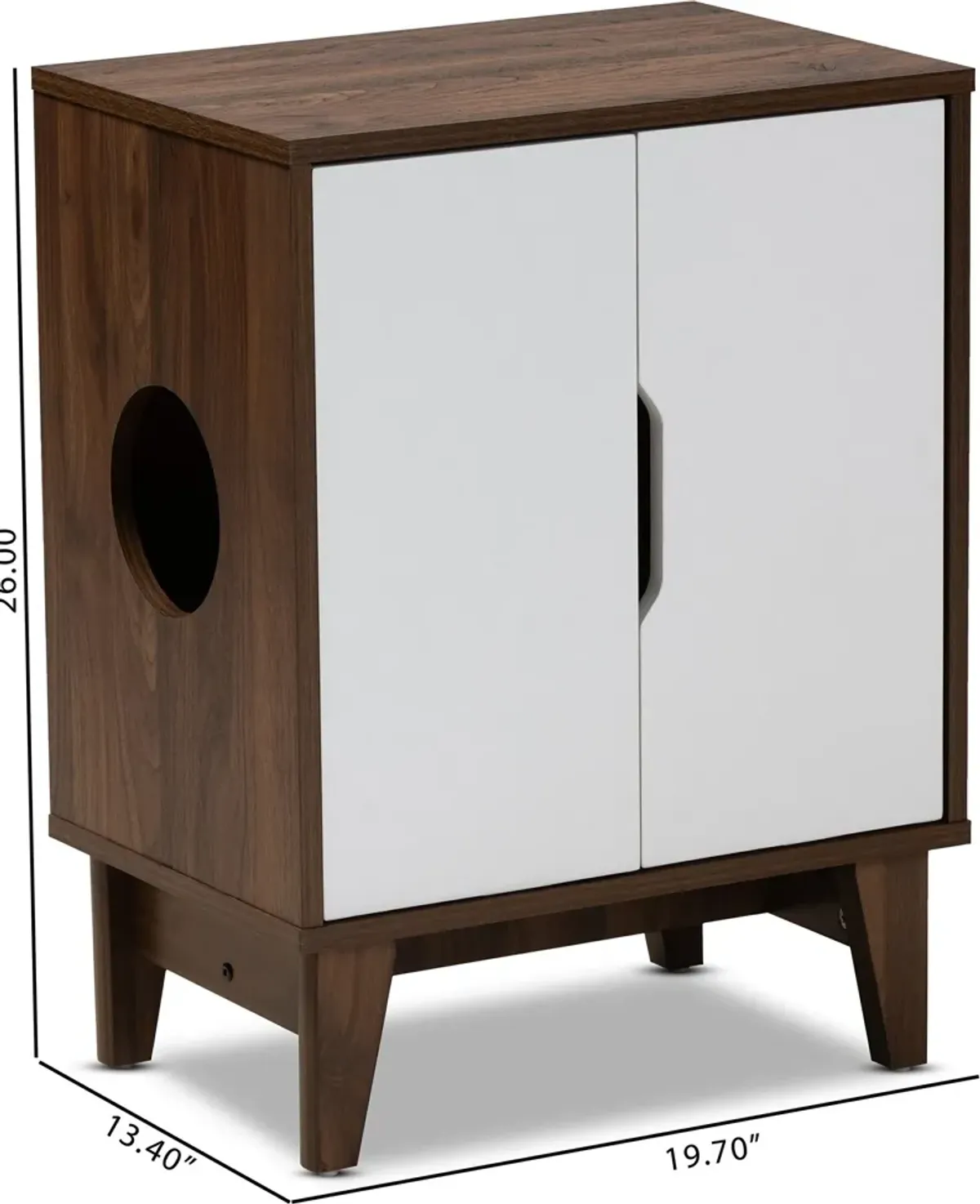 Oliver Litter Box Enclosure - Walnut/White