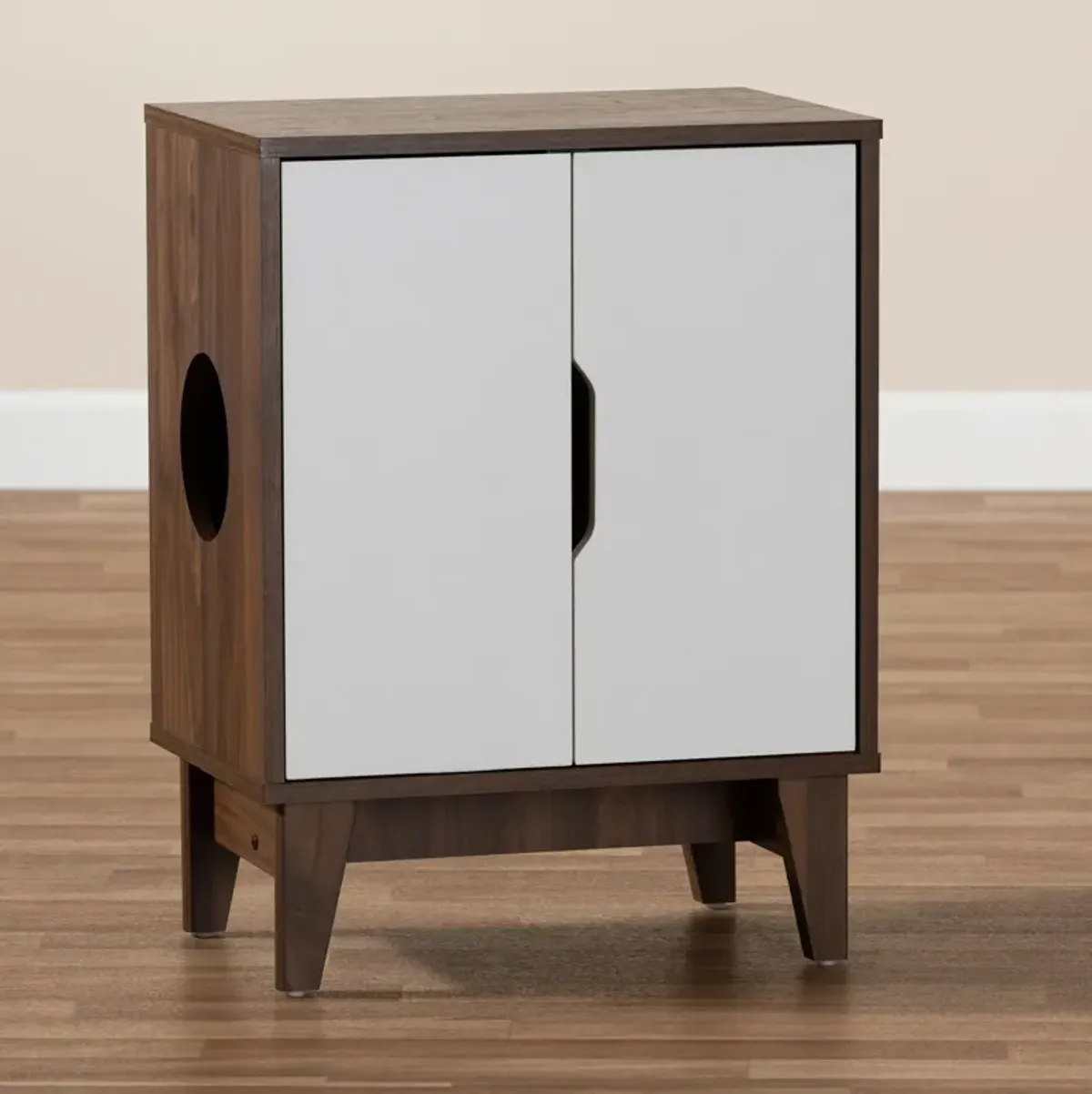 Oliver Litter Box Enclosure - Walnut/White