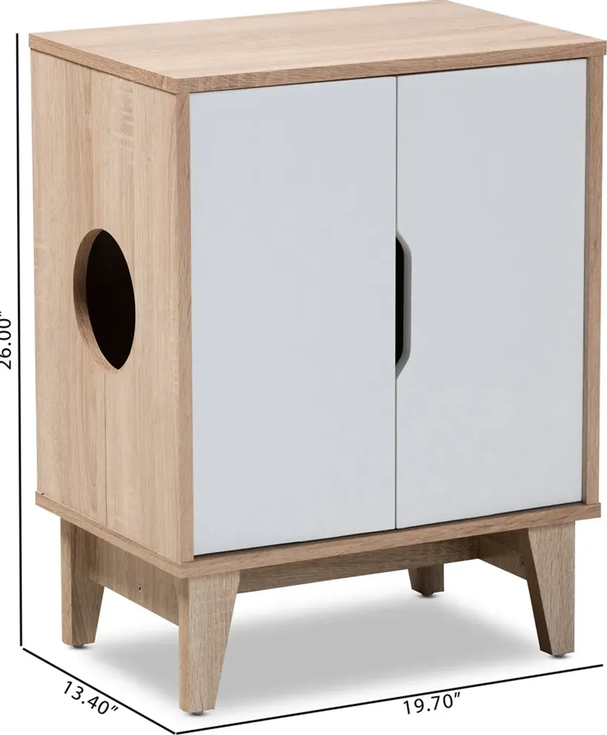 Oliver Litter Box Enclosure - Oak/White