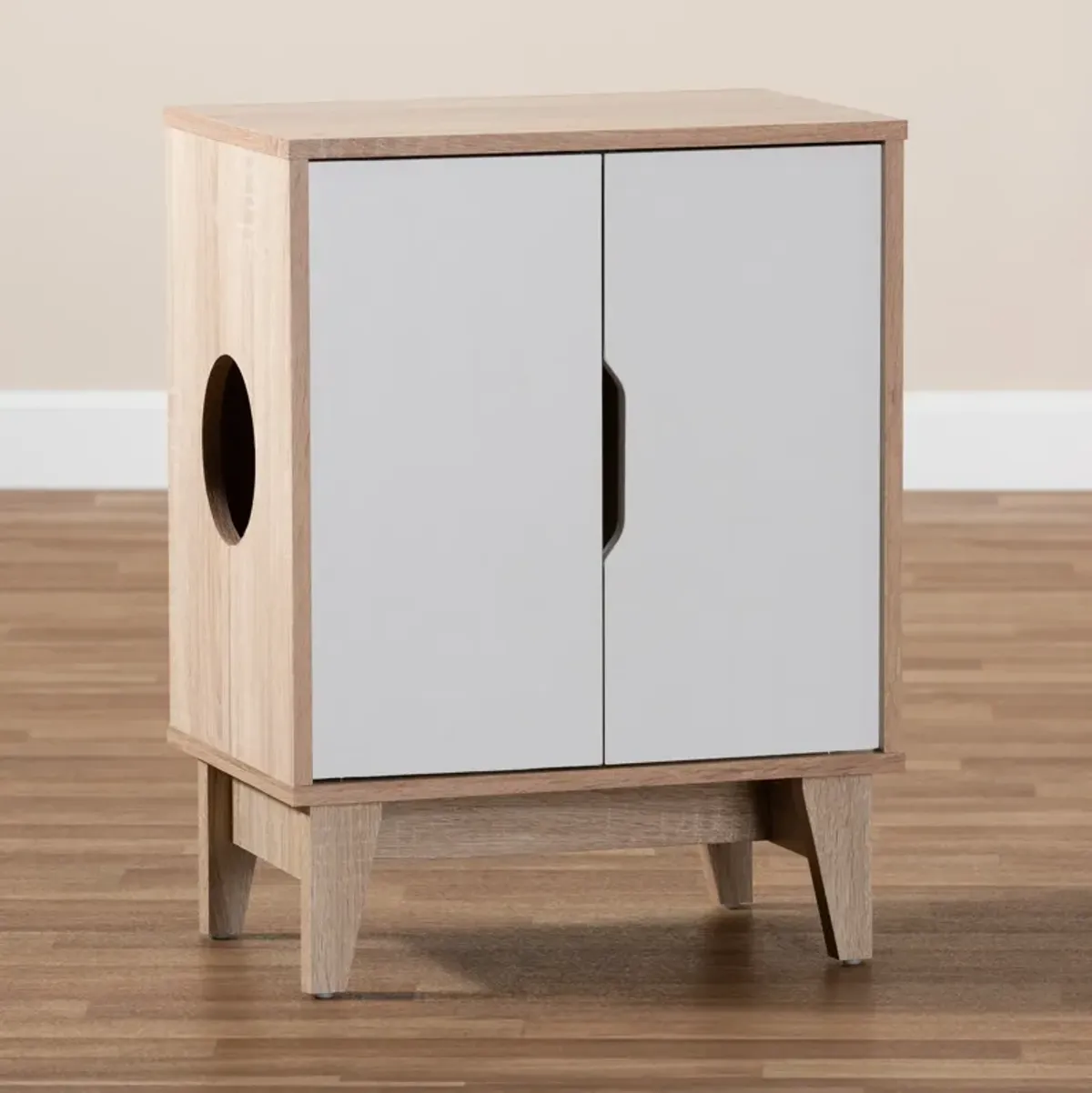 Oliver Litter Box Enclosure - Oak/White