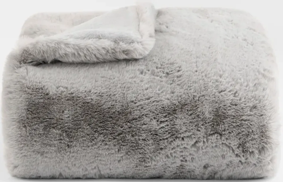 59" x 79" Luxe Faux Throw - Big Bear Gray