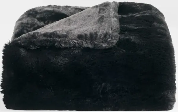 59" x 79" Luxe Faux Throw - Big Bear Black