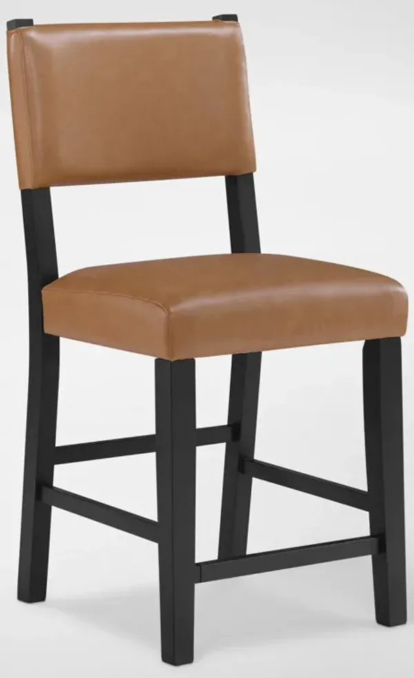 Auburn Counter-Height Upholstered Stool - Light Brown/Black Legs