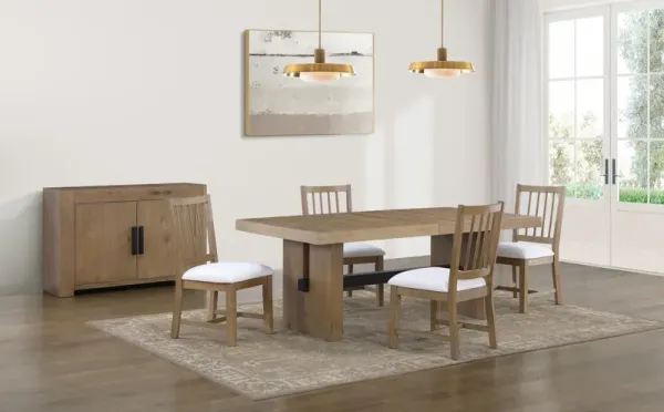Auburn Dining Table and 4 Spindle-Back Dining Chairs - White/Natural Legs