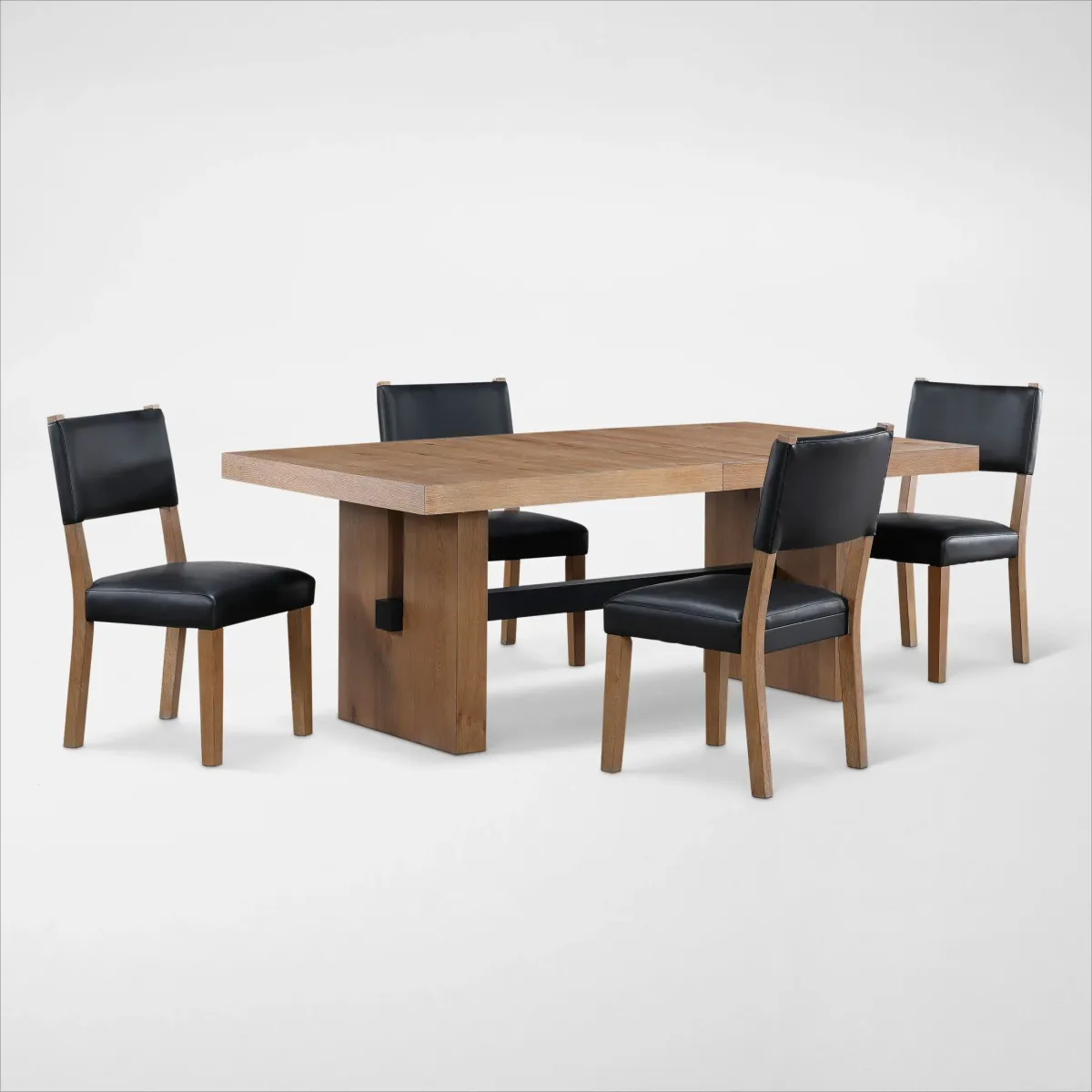 Auburn Dining Table and 4 Upholstered Dining Chairs - Natural