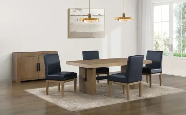 Auburn Dining Table and 4 Host Chairs - Black/Natural Legs