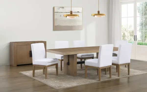 Auburn Dining Table and 6 Host Chairs - White/Natural Legs