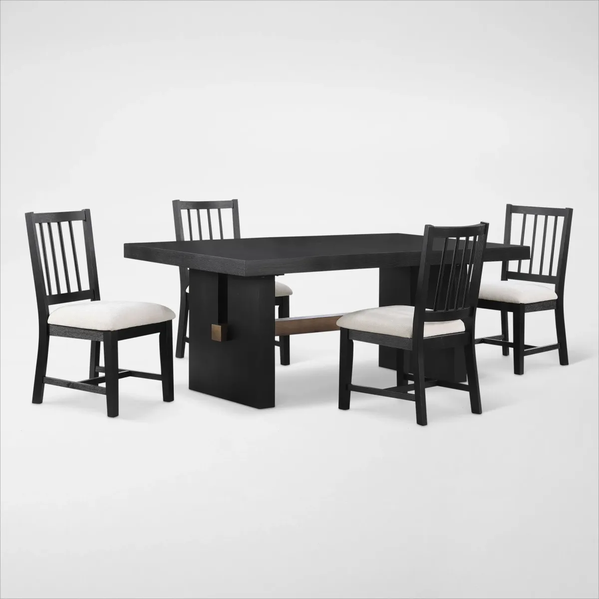 Auburn Dining Table and 4 Spindle-Back Dining Chairs - Black