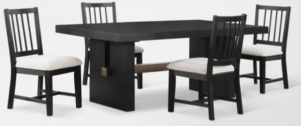 Auburn Dining Table and 4 Spindle-Back Dining Chairs - White/Black Legs