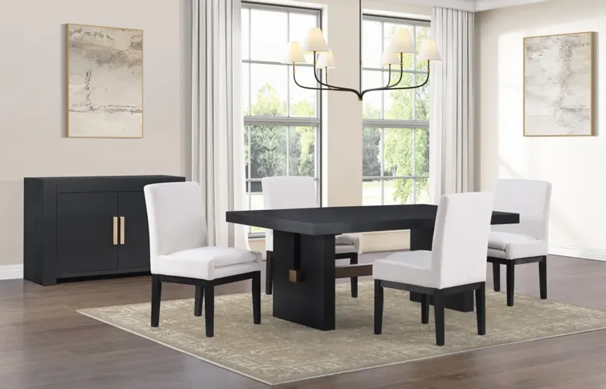 Auburn Dining Table and 4 Host Chairs - Black