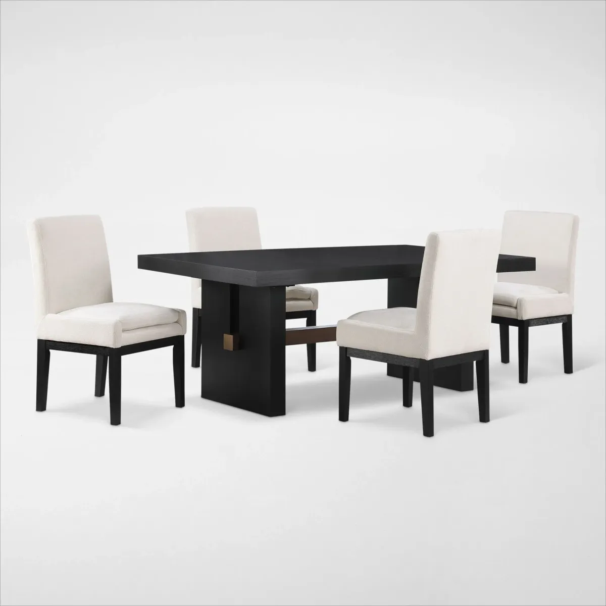 Auburn Dining Table and 4 Host Chairs - Black