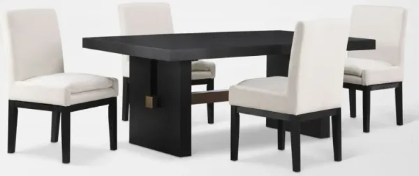 Auburn Dining Table and 4 Host Chairs - White/Black Legs