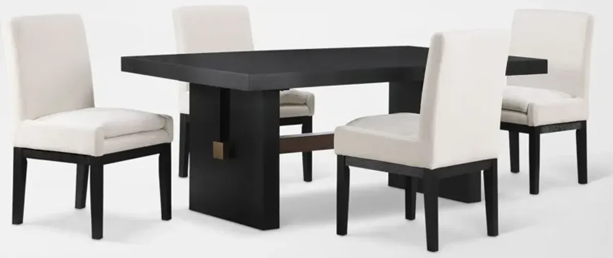 Auburn Dining Table and 4 Host Chairs - Black