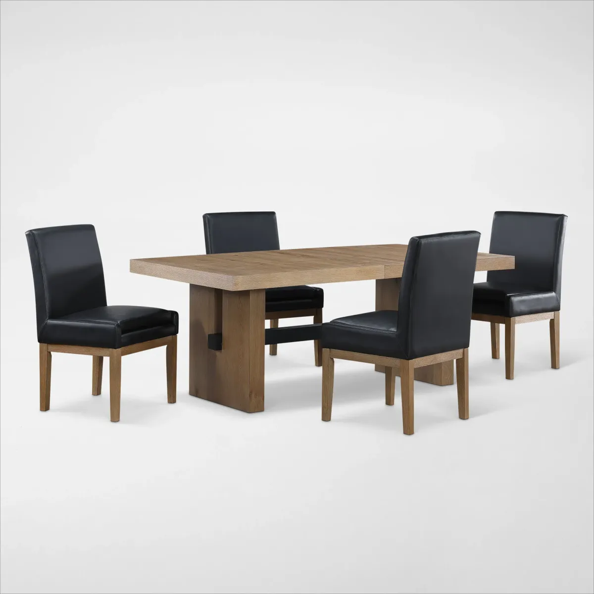 Auburn Dining Table and 4 Host Chairs - Black/Natural Legs