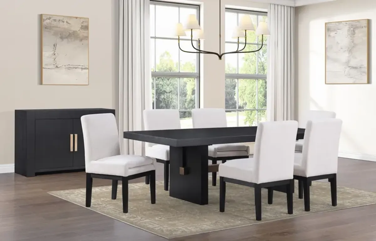 Auburn Dining Table and 6 Host Chairs - Black