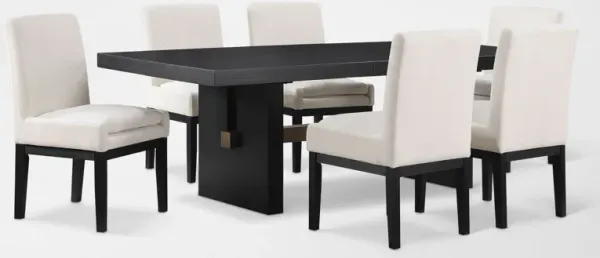 Auburn Dining Table and 6 Host Chairs - White/Black Legs