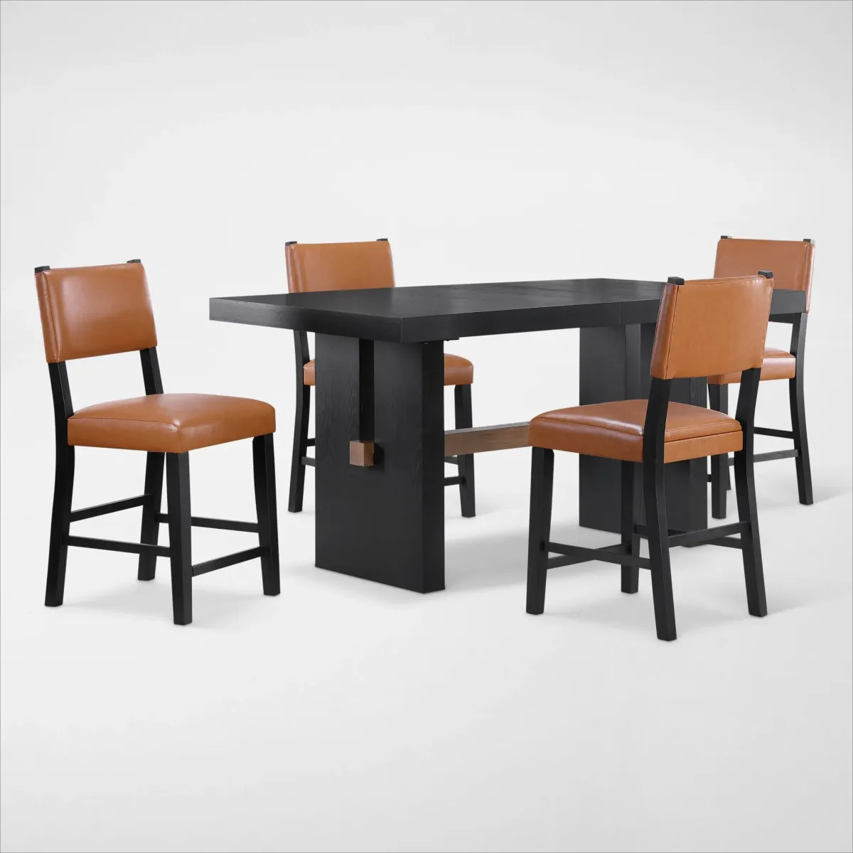 Auburn Counter-Height Dining Table and 4 Upholstered Stools - Black