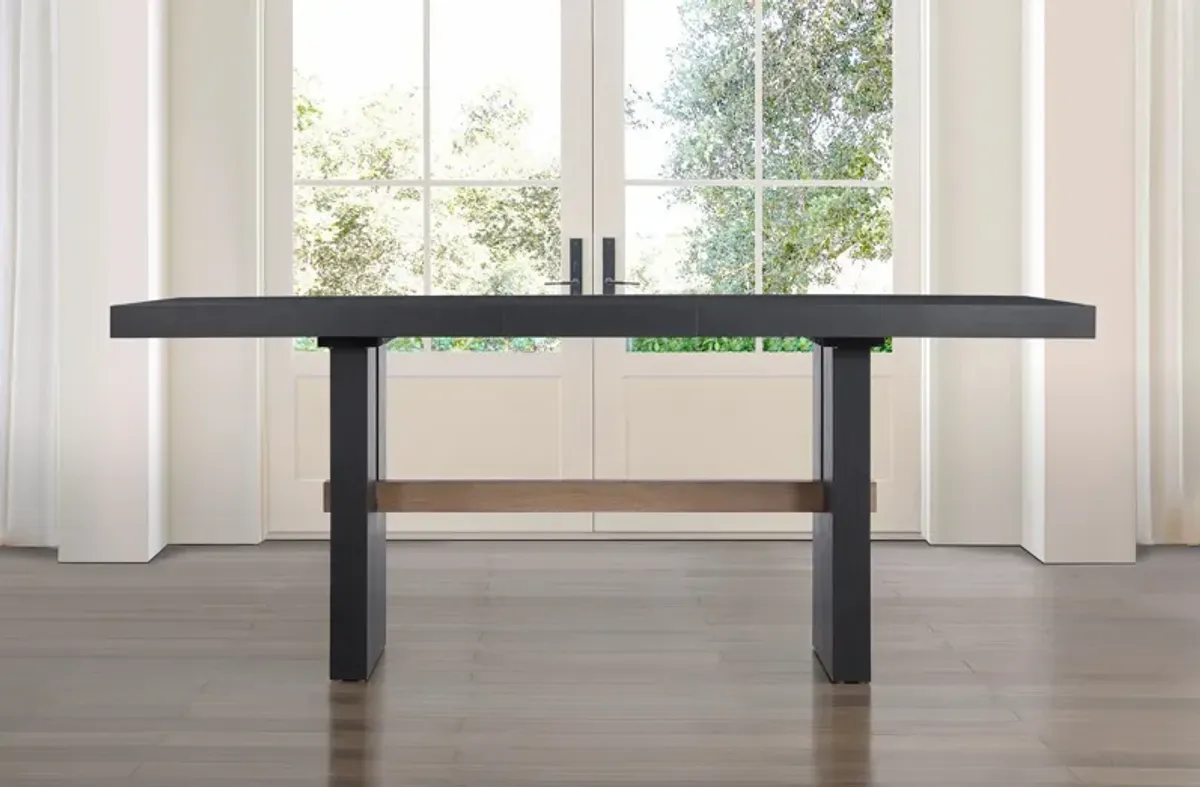 Auburn Counter-Height Dining Table and 6 Upholstered Stools - Light Brown/Black Legs