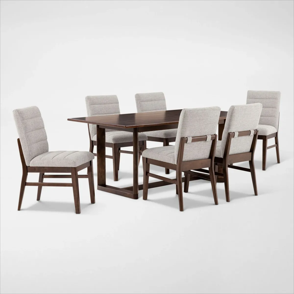 Boca Dining Table and 6 Upholstered Dining Chairs - Boca Brown