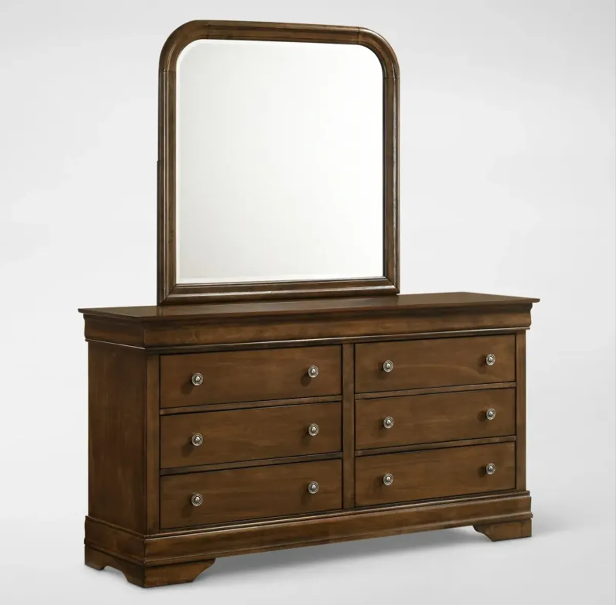 Louis 5-Piece Storage Bedroom Set with Dresser and Mirror - Twin