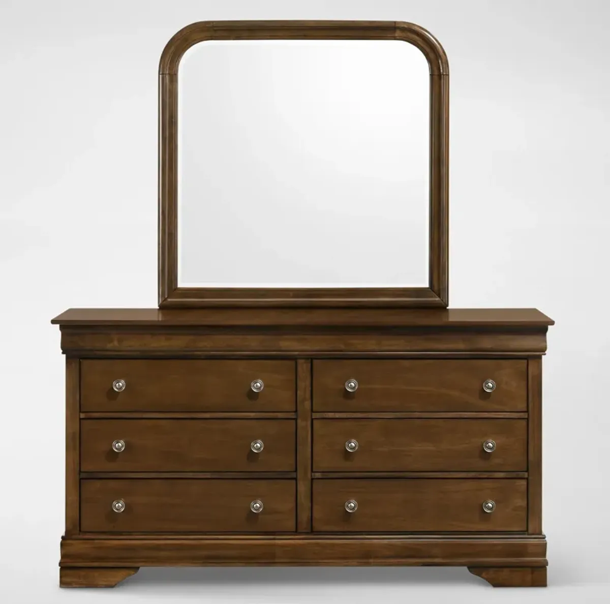 Louis 6-Piece Storage Bedroom Set with Dresser, Mirror and Nightstand - Queen