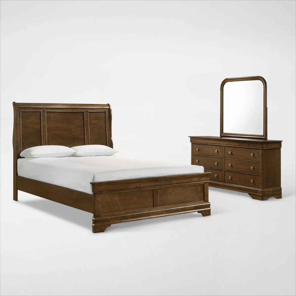 Louis 5-Piece Panel Bedroom Set with Dresser and Mirror - Full