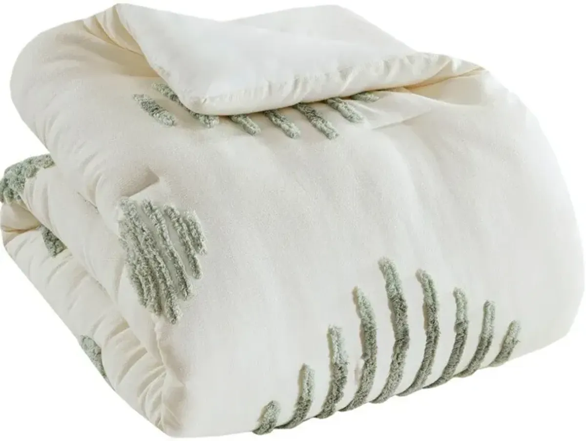 Estrella Full/Queen Comforter Set - Green/Ivory