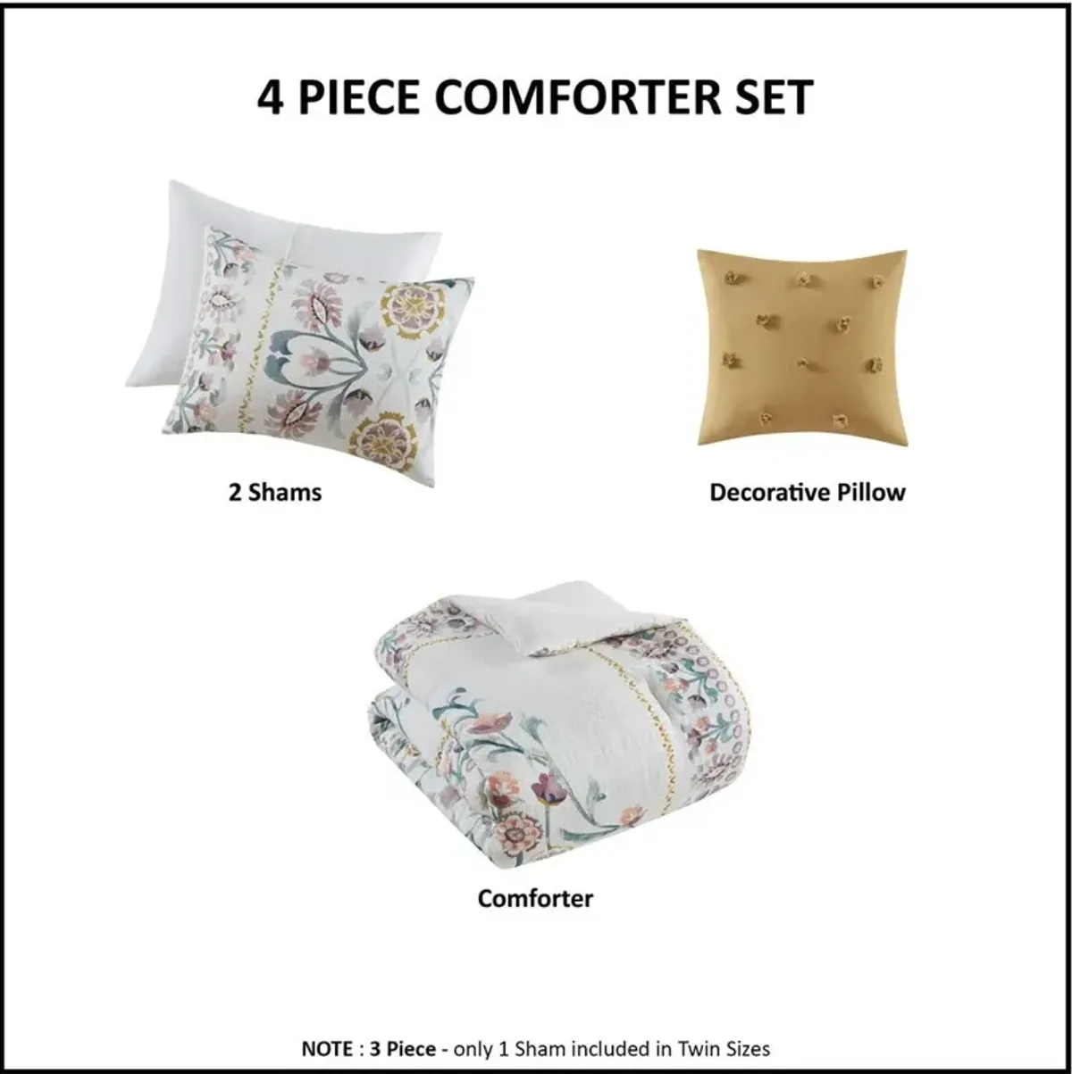 Destiny Full/Queen Comforter Set - White/Multi