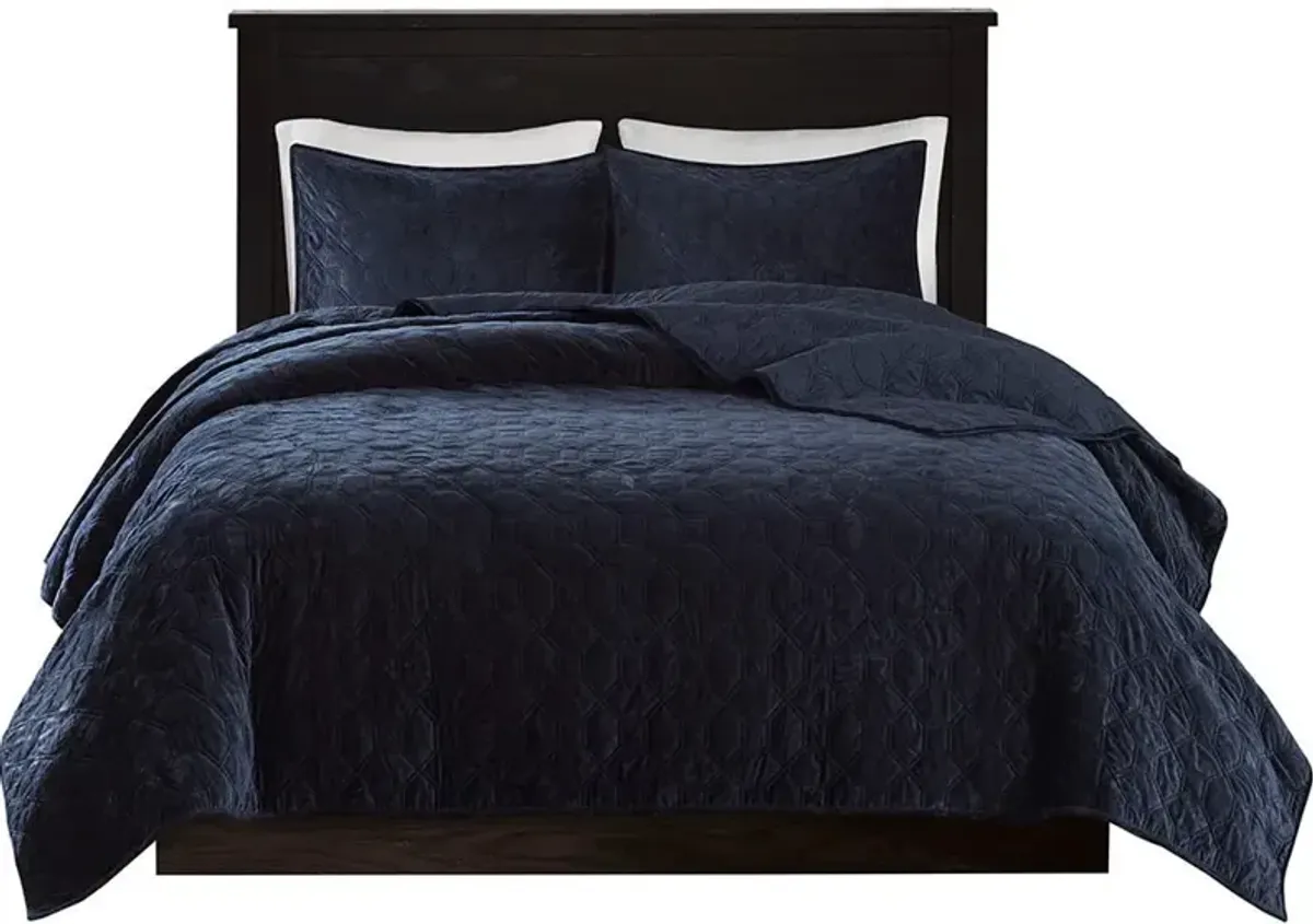 Coraline King/California King Quilt Set - Navy