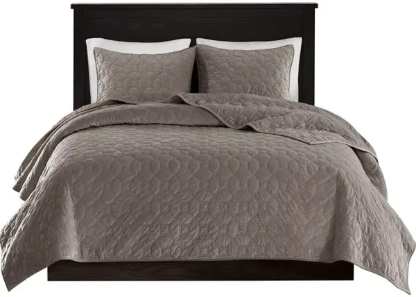 Coraline King/California King Quilt Set - Taupe