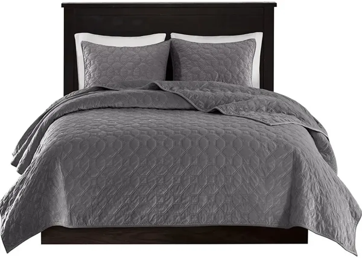 Coraline Full/Queen Quilt Set - Gray