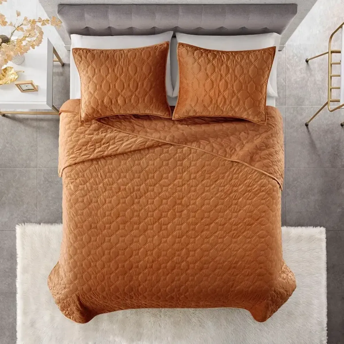 Coraline Full/Queen Quilt Set - Rust